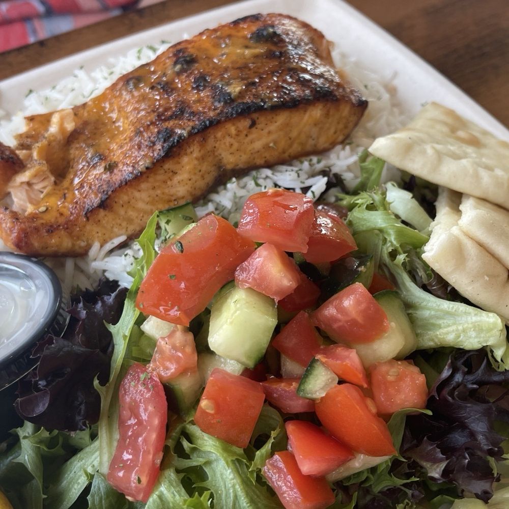 Luna Grill Richardson - Grilled salmon plate - Mediterranean Near Me - Richardson, Texas Luna Grill Richardson - Grilled salmon plate - Mediterranean Near Me - Richardson, Texas