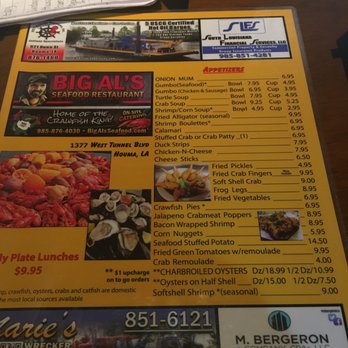 Big Al's Seafood - Big Al menu - Seafood Near Me - Houma, Louisiana Big Al's Seafood - Big Al menu - Seafood Near Me - Houma, Louisiana