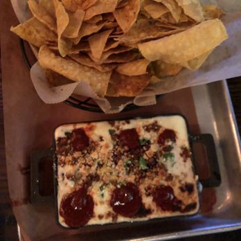 Home Team BBQ - Baked Queso and Tortilla Chips - Barbeque Near Me - Sullivan's Island, South Carolina