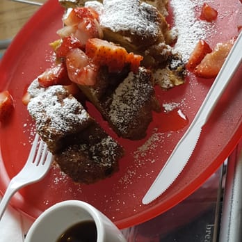 Leisha's Bakeria - The huge French toast with maple syrup and strawberry - Breakfast & Brunch Near Me - Bridgeport, Connecticut Leisha's Bakeria - The huge French toast with maple syrup and strawberry - Breakfast & Brunch Near Me - Bridgeport, Connecticut