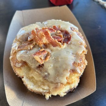 Parlor Doughnuts - Maple bacon doughnut up close for detail - Donuts Near Me - Lancaster, Pennsylvania