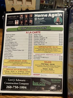 Menu photo 1 Kermit's food shop Andrews, IN Menu photo 1 Kermit's food shop Andrews, IN