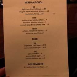 Dream Burger - Drink menu- changes weekly.