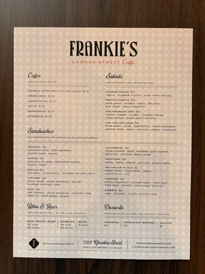 Menu photo 1 Frankie's San Luis Obispo, CA Menu photo 1 Frankie's San Luis Obispo, CA