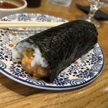 The Blue Sushi - Spicy yellowtail hand roll minus crunchies, added jalapeño! - Sushi Bars Near Me - Columbus, Ohio The Blue Sushi - Spicy yellowtail hand roll minus crunchies, added jalapeño! - Sushi Bars Near Me - Columbus, Ohio