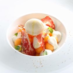 Le Chazal - Melon, sorbet au lait de brebis et saucisson du matin
