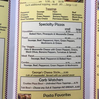 George's Carry Out - the menu for the restaurant - Pizza Near Me - Asheboro, North Carolina