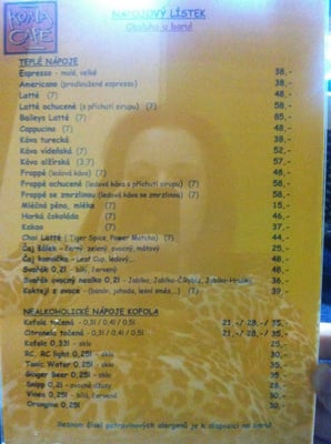 Menu photo 2 Koala Café Prague, PR Menu photo 2 Koala Café Prague, PR