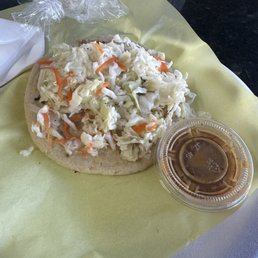 Mixed pupusa with that amazing SAUCE