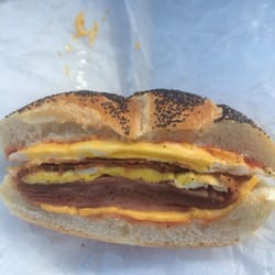 Daredevil Deli - Farmer john, double egg, double bacon, double cheese. I added double Taylor ham to make it even better!