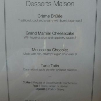 Le Petit Bistro - Dessert Menu - French Near Me - Mountain View, California