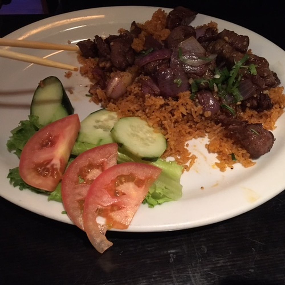 Saigon Blossoms - Com Bo Luc Lac - "Shaking" beef with red rice - Vietnamese Near Me - Tucson, Arizona Saigon Blossoms - Com Bo Luc Lac - "Shaking" beef with red rice - Vietnamese Near Me - Tucson, Arizona