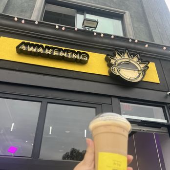 Awakening - Outside pic with hazelnut shaken espresso - Coffee & Tea Near Me - Inglewood, California Awakening - Outside pic with hazelnut shaken espresso - Coffee & Tea Near Me - Inglewood, California
