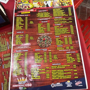 Tacos Rigo - Menu - Mexican Near Me - Cancún, ROO Tacos Rigo - Menu - Mexican Near Me - Cancún, ROO