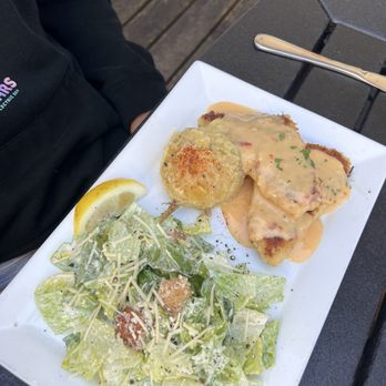 Waterfront Depot Restaurant - Crab encrusted halibut w/ potatoes & Caesar salad - Seafood Near Me - Florence, Oregon Waterfront Depot Restaurant - Crab encrusted halibut w/ potatoes & Caesar salad - Seafood Near Me - Florence, Oregon