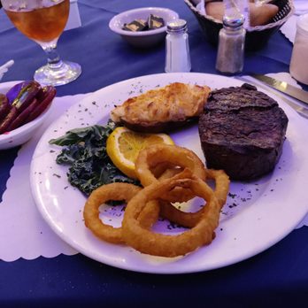 Lehman's Tavern - Filet Mignon, twice baked potato, pickled beets and onion rings. - Seafood Near Me - Essington, Pennsylvania