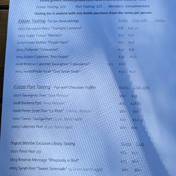 Tasting list