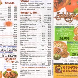 Sub Bay - Menu Page 1
