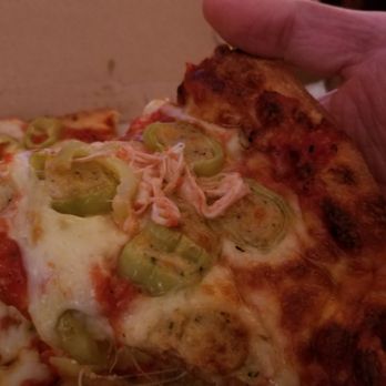 Lovejoy Pizza - Small (12", 6 slice) Big John's "World Famous" Stuffed Hot Pepper pizza [slice shot] - Each slice had PLENTY of sliced hot peppers! - Pizza Near Me - Buffalo, New York
