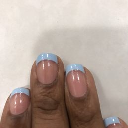 French manicure in milky blue