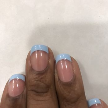 Legacy Nail & Spa - French manicure in milky blue - Nail Salons Near Me - Richmond Hill, Georgia