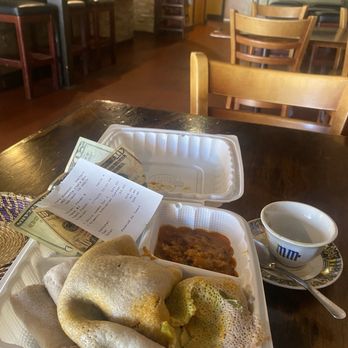 Cafe Romanat - Leftovers: injera, mitten shiro. - Ethiopian Near Me - Oakland, California Cafe Romanat - Leftovers: injera, mitten shiro. - Ethiopian Near Me - Oakland, California
