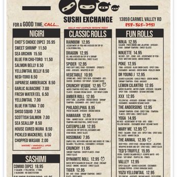 Sushi Exchange - Menu 5/2026 - Sushi Bars Near Me - San Diego, California Sushi Exchange - Menu 5/2026 - Sushi Bars Near Me - San Diego, California