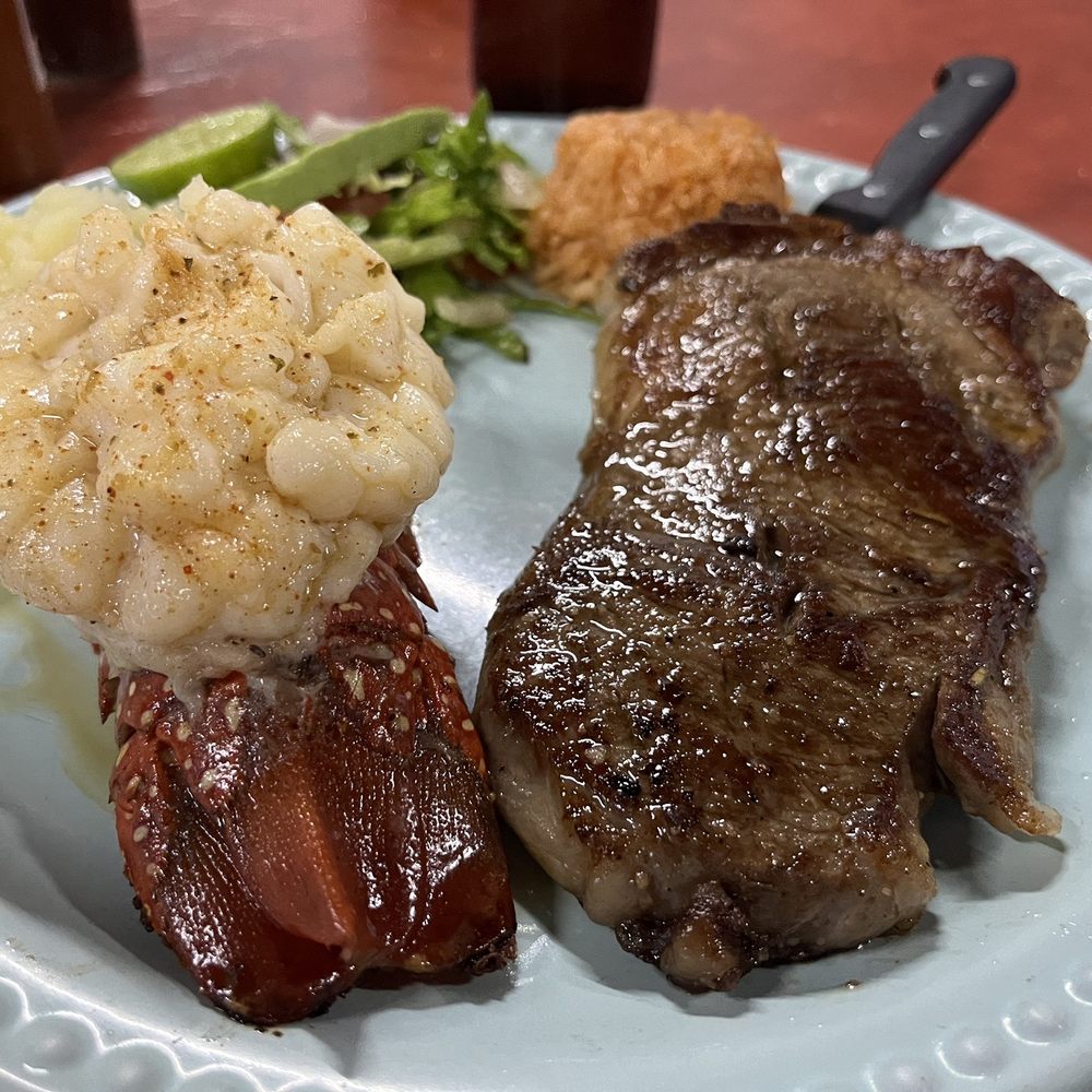 El Pescador - Lobster and ribeye. Comes with fresh hot tortillas! - Mexican Near Me - San Lucas, CHP El Pescador - Lobster and ribeye. Comes with fresh hot tortillas! - Mexican Near Me - San Lucas, CHP