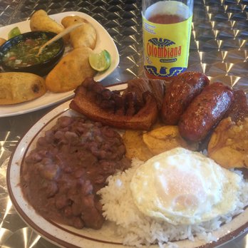Colombian Delicatessen - Best Colombian empanadas in L.A., CA. Perfect seasons w/ potatoes and shredded beef. DELICIOUS.  The plate is called Bandeja Pisa. - Delis Near Me - Lawndale, California