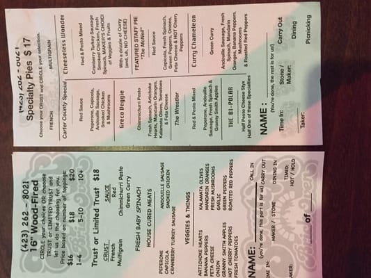 Menu photo 4 Scratch Brick Oven Johnson City, TN