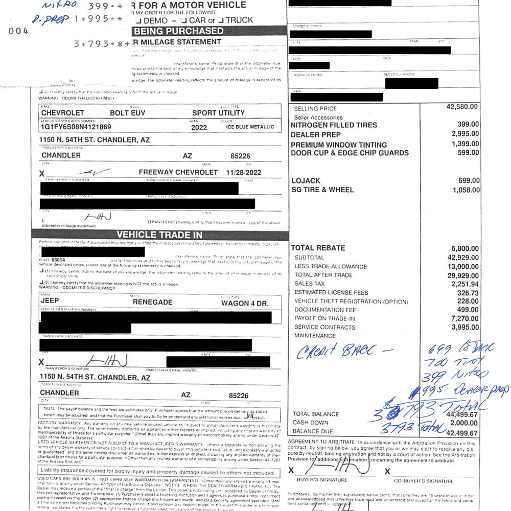 Freeway Chevrolet - Revised Retail Order with partial Refunds for Items fraudulently charged - Car Dealers Near Me - Chandler, Arizona