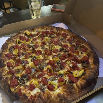 Bazemore Pizza - Large Za pepperoni, banana peppers, and mushroom! - Pizza Near Me - Upper Arlington, Ohio Bazemore Pizza - Large Za pepperoni, banana peppers, and mushroom! - Pizza Near Me - Upper Arlington, Ohio