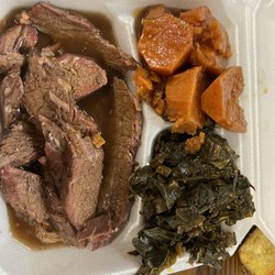 Big J's Southern Cooking - Brisket with yams and greens