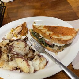 Brie, mushroom and pesto grilled cheese on sourdough. Best I have ever had! Brie, mushroom and pesto grilled cheese on sourdough. Best I have ever had!