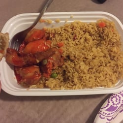 Golden Dragon Restaurant - Sweet and sour chicken, spring rolls, and chow mien for dinner! I rate 7/10