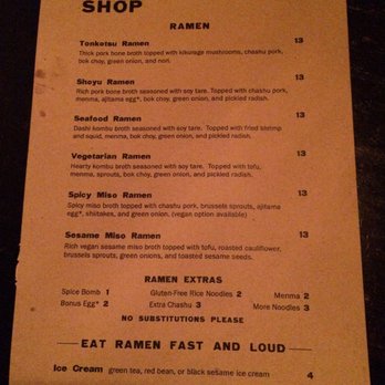 Shu Shop - Ramen menu - Bars Near Me - Birmingham, Alabama