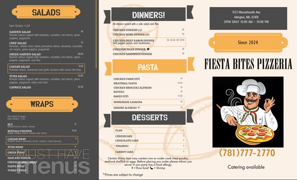 Menu photo 2 Fiesta Bites Pizzeria Arlington, MA Menu photo 2 Fiesta Bites Pizzeria Arlington, MA