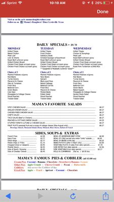 Menu photo 6 Mama's Daughters Diner Lewisville, TX