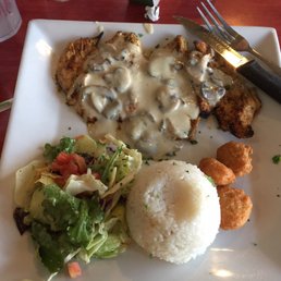 Grilled Chicken with a Mushroom Sauce with a large bowl of soup was the Lunch special!