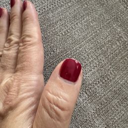 Uneven nail length when I gave her the green light to cut them short