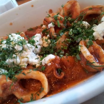 Kentro Greek Kitchen - Calamari. The tomato based sauce is amazing and rich (and I thought I did not like seafood prepared this way). Proved me wrong. - Greek Near Me - Fullerton, California Kentro Greek Kitchen - Calamari. The tomato based sauce is amazing and rich (and I thought I did not like seafood prepared this way). Proved me wrong. - Greek Near Me - Fullerton, California