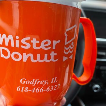Mister Donut - a person holding a coffee cup - Donuts Near Me - Godfrey, Illinois Mister Donut - a person holding a coffee cup - Donuts Near Me - Godfrey, Illinois