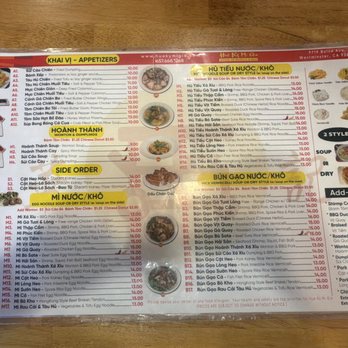 Hue Ky Mi Gia - Menu as of 08/2026 - Noodles Near Me - Westminster, California