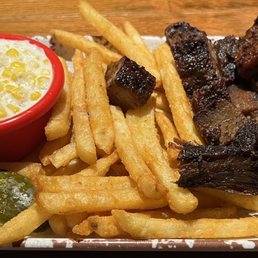 Burnt Ends with 2 Sides Fries & Cheesy Corn