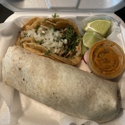 Chicken burrito and taco Chicken burrito and taco