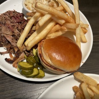 Salt + Smoke - Pulled Pork Sandwich with Fries - Barbeque Near Me - Ellisville, Missouri Salt + Smoke - Pulled Pork Sandwich with Fries - Barbeque Near Me - Ellisville, Missouri