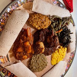 Abyssinian Ethiopian Restaurant - Doro Wot and Veggie Platter