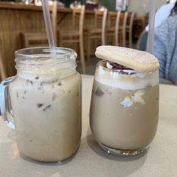 Iced horchata latte and iced tiramisu latte Iced horchata latte and iced tiramisu latte