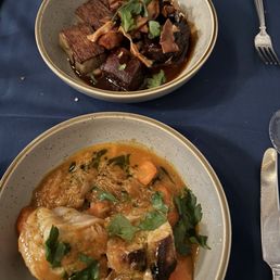 Stuffed monkfish and braised short ribs