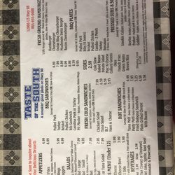 Taste Of The South - Menu.